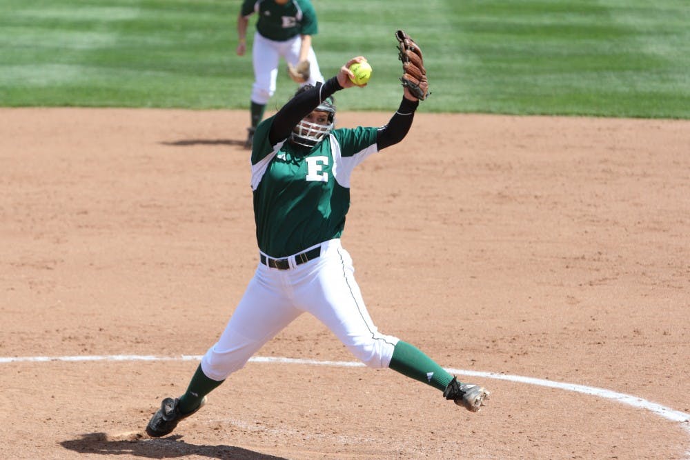 Jenna Ignowski, who earned many awards in high school, hopes to pitch a perfect game in her career with the Eagles. She has pitched three shutouts with EMU.