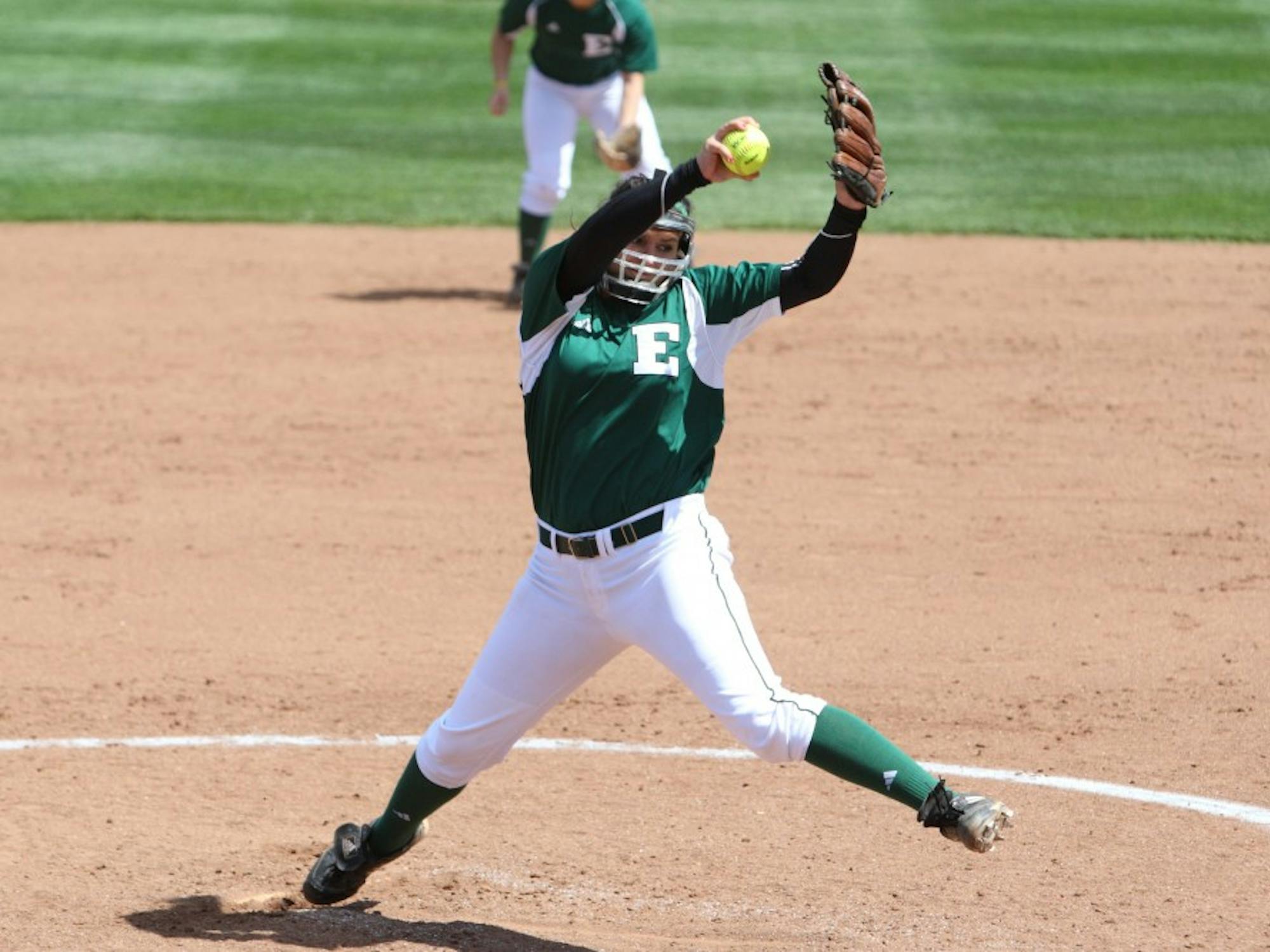 Jenna Ignowski, who earned many awards in high school, hopes to pitch a perfect game in her career with the Eagles. She has pitched three shutouts with EMU.