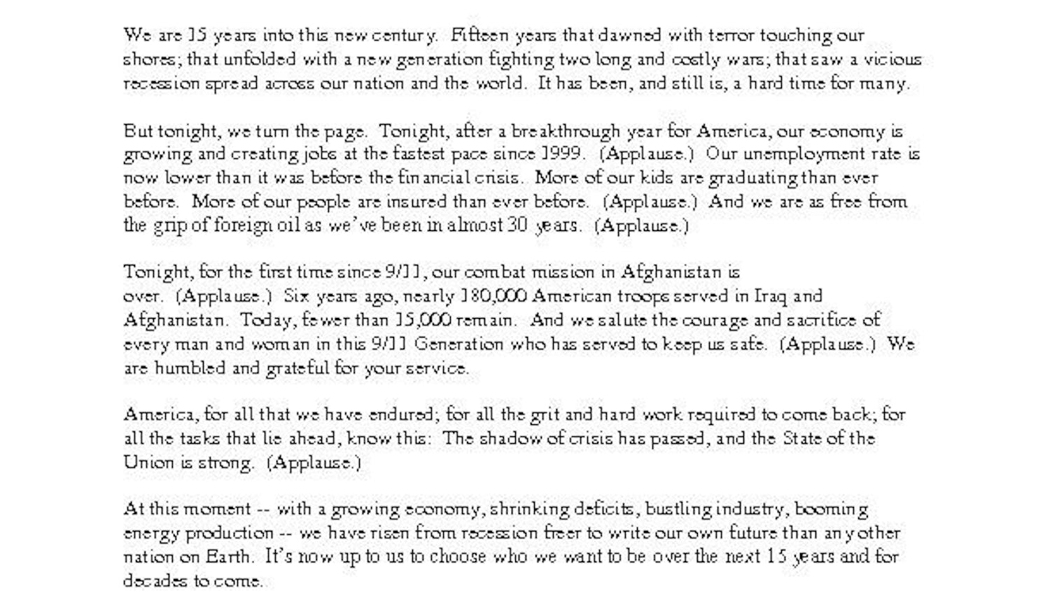 Full text of 2015 State of the Union Address