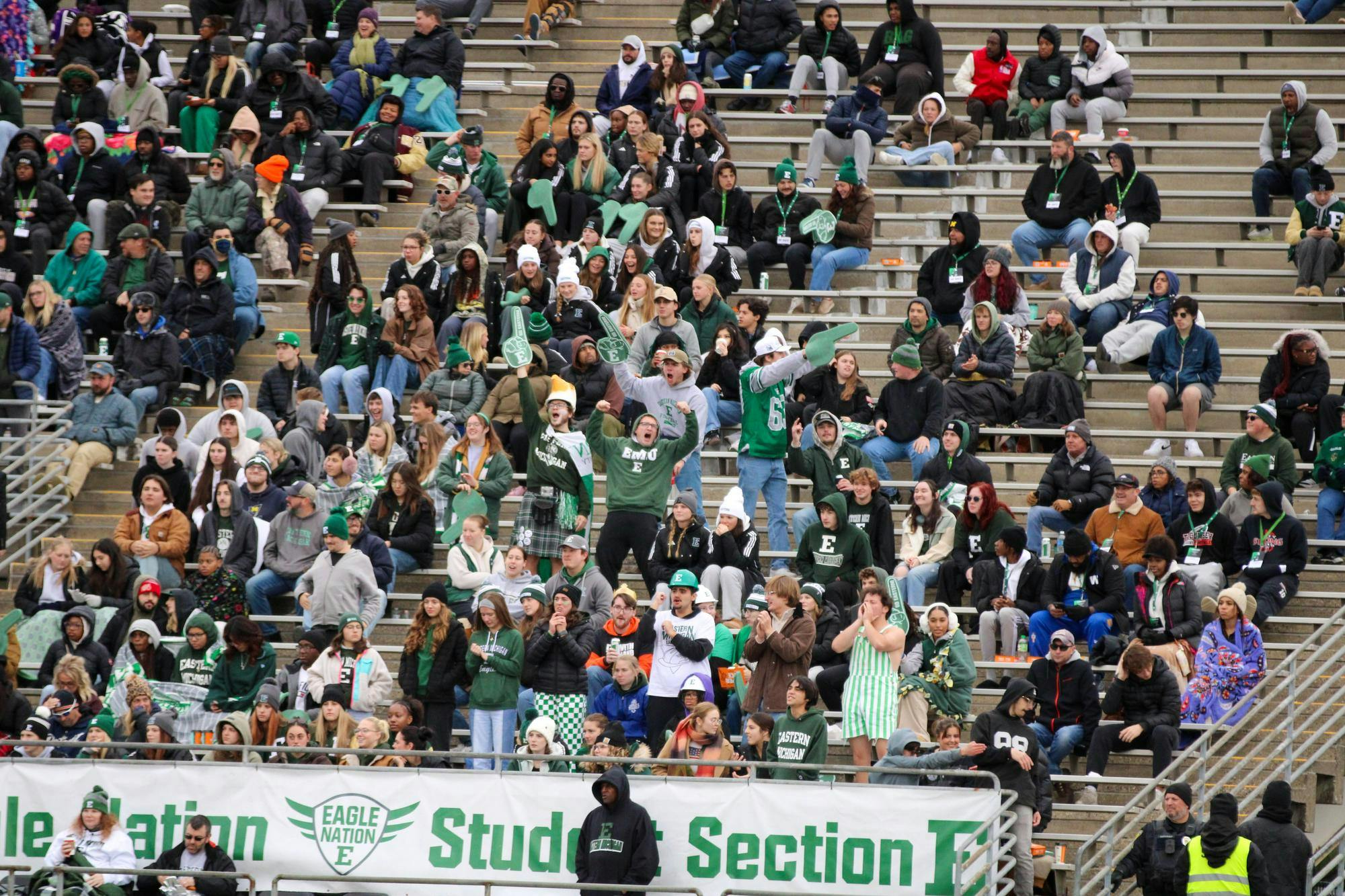 Eagle Nation, EMU's student section, cheering on their football team
