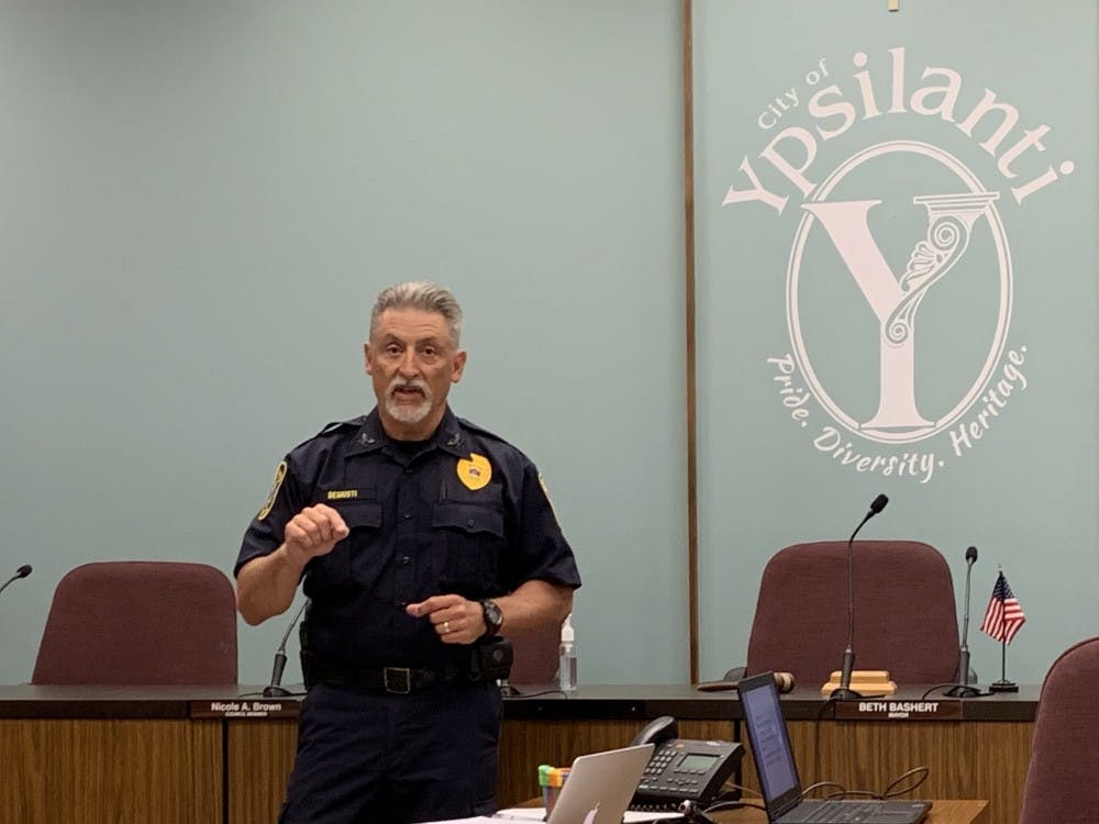 Ypsilanti Police Chief Tony DeGiusti addressed the audience at the July 23 public input meeting discussing gun violence.
