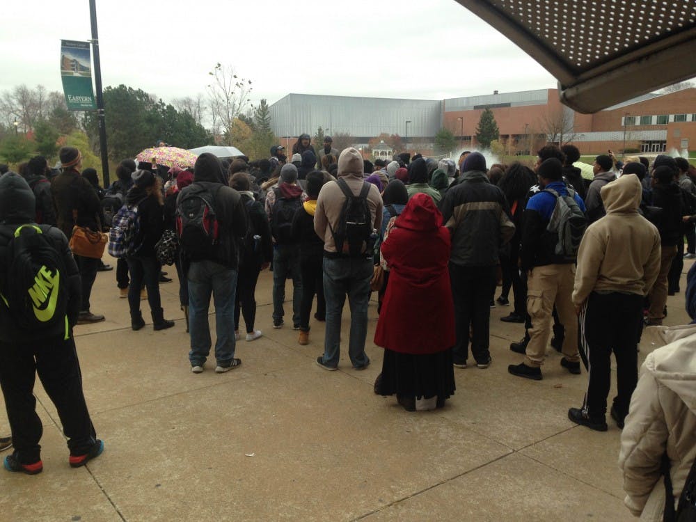 EMU students walked around in campus to show solidarity with MIZZOU.
