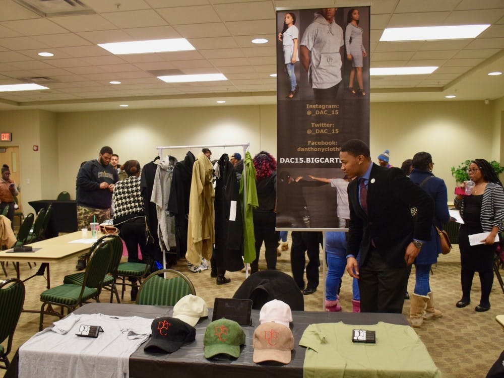 The creator of DAC&nbsp;clothing stood by his booth at BSU's Black Business Expo.