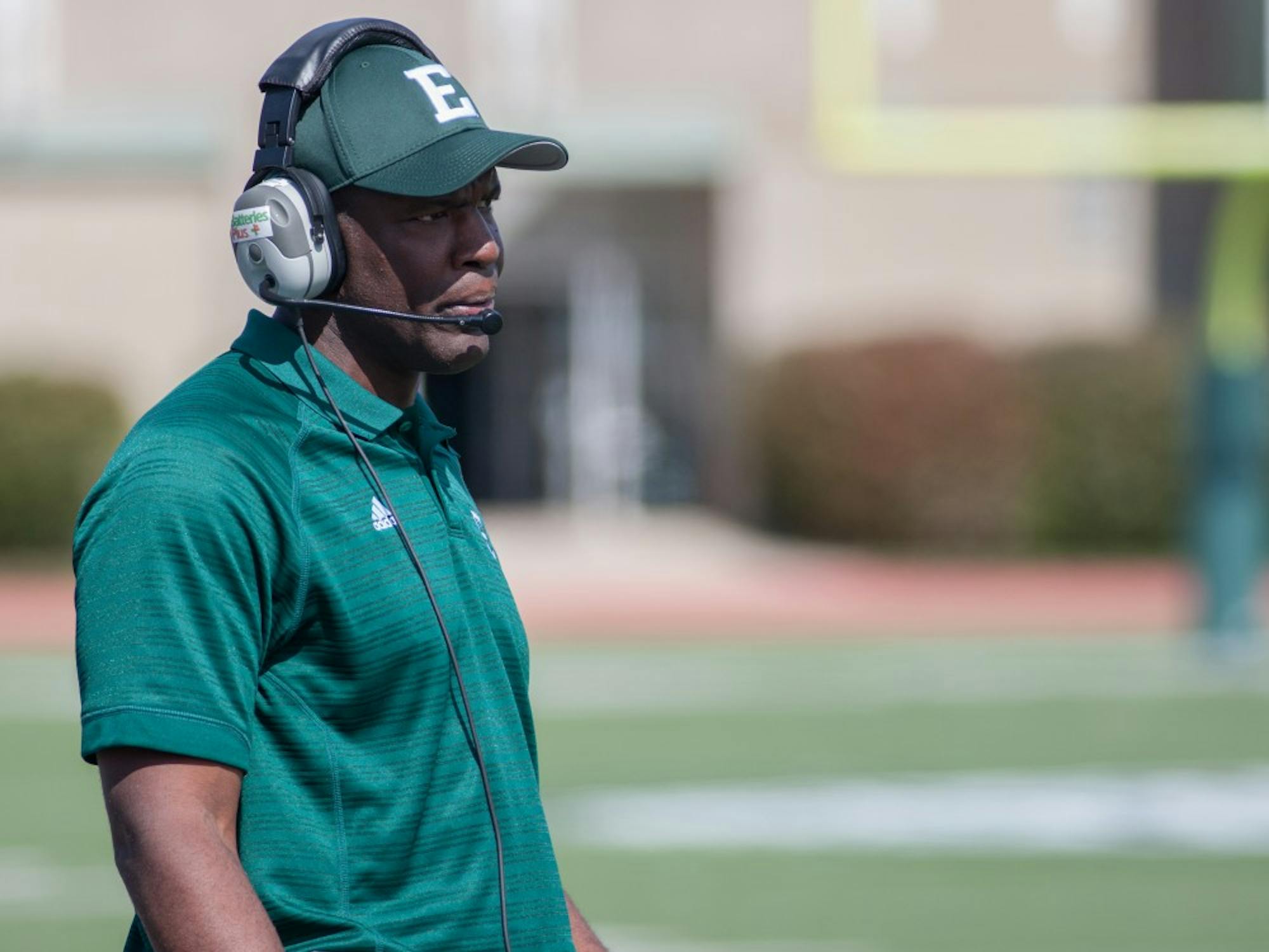 	EMU head coach Ron English looks on during Saturday&#8217;s 51-20 loss to Ball State
