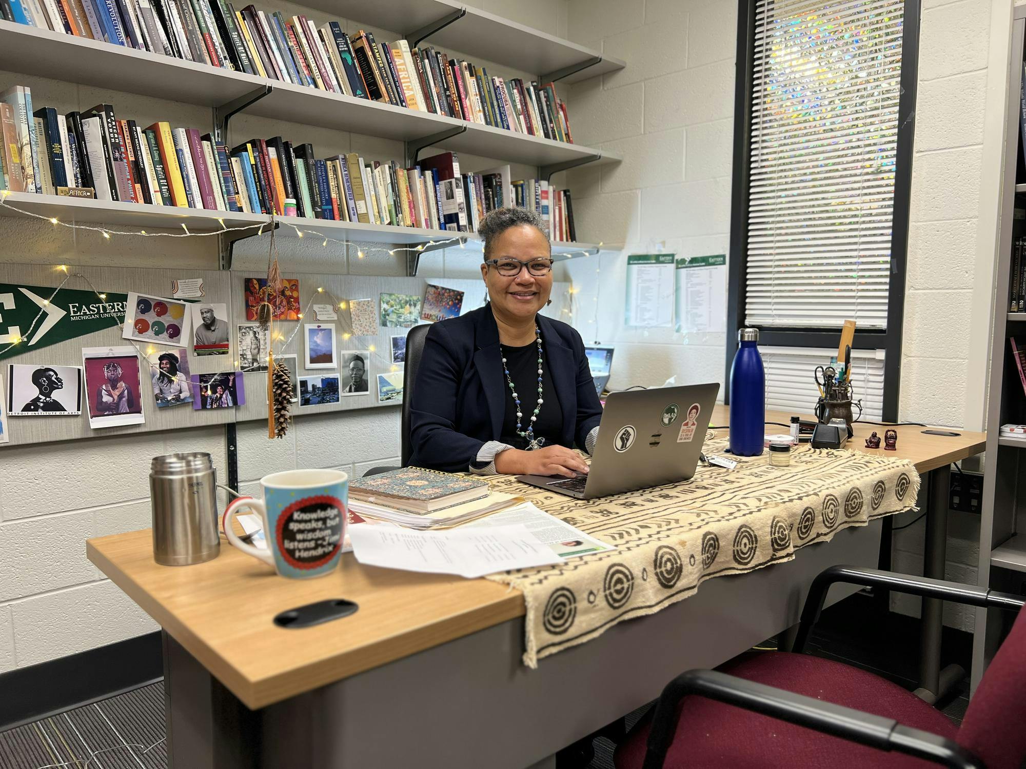 Toni Pressley-Sanon at her desk