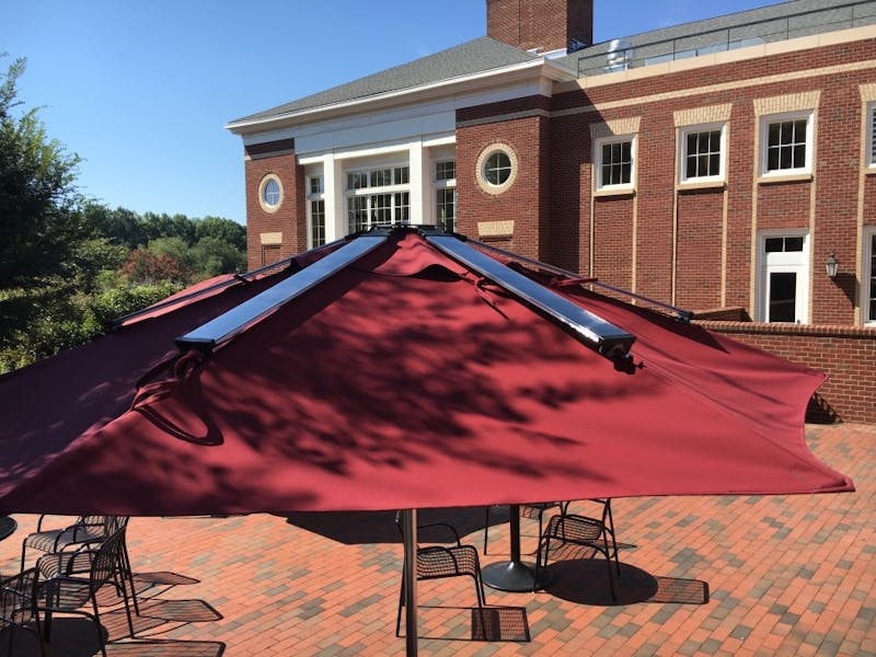 Solarpowered charging umbrellas attract sunrays, students on Moseley