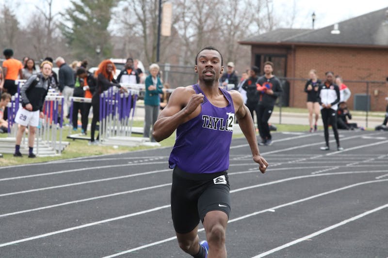 Senior Caleb Anthony broke numerous Taylor records and was a multi-time NAIA All-American. (Photograph provided by Taylor Athletics)