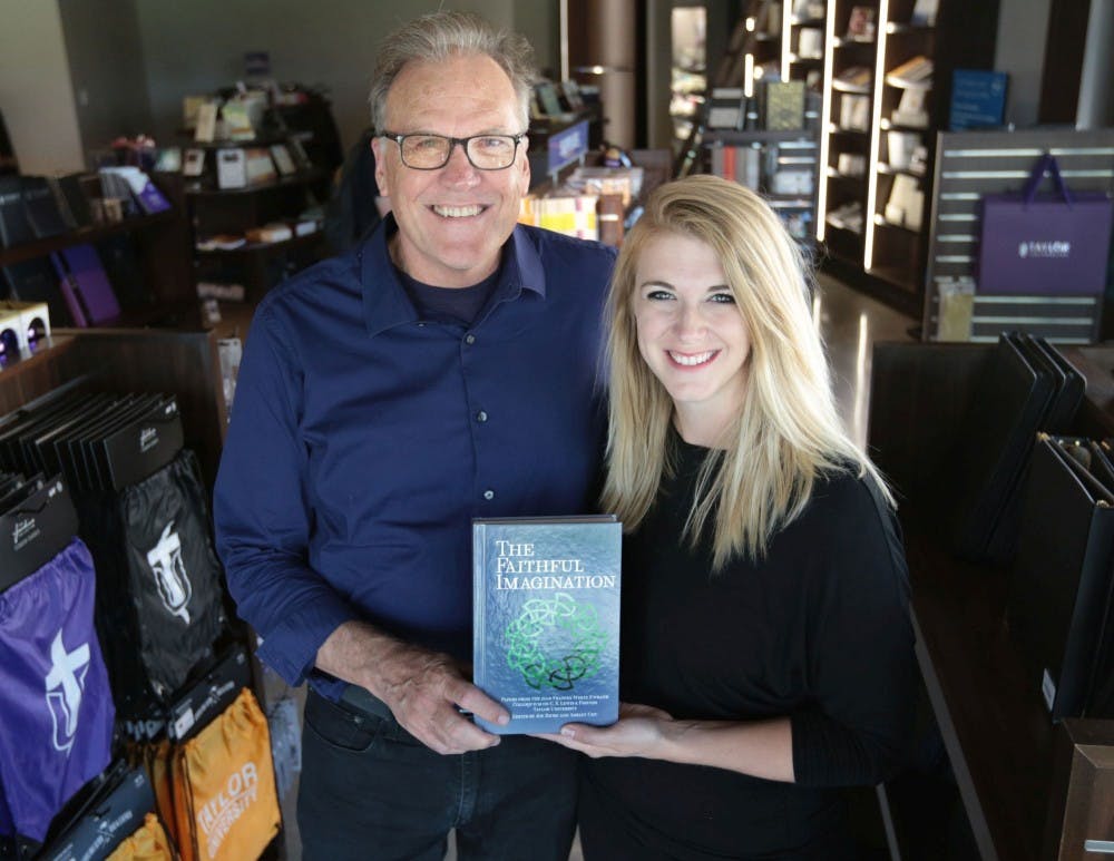 Joe Ricke and Ashley Chu pose with “The Faithful Imagination”