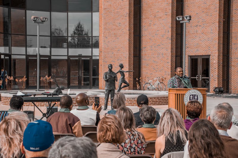 The Samuel Morris statues were rededicated on Nov. 4. (Photo by Ben Laithang)