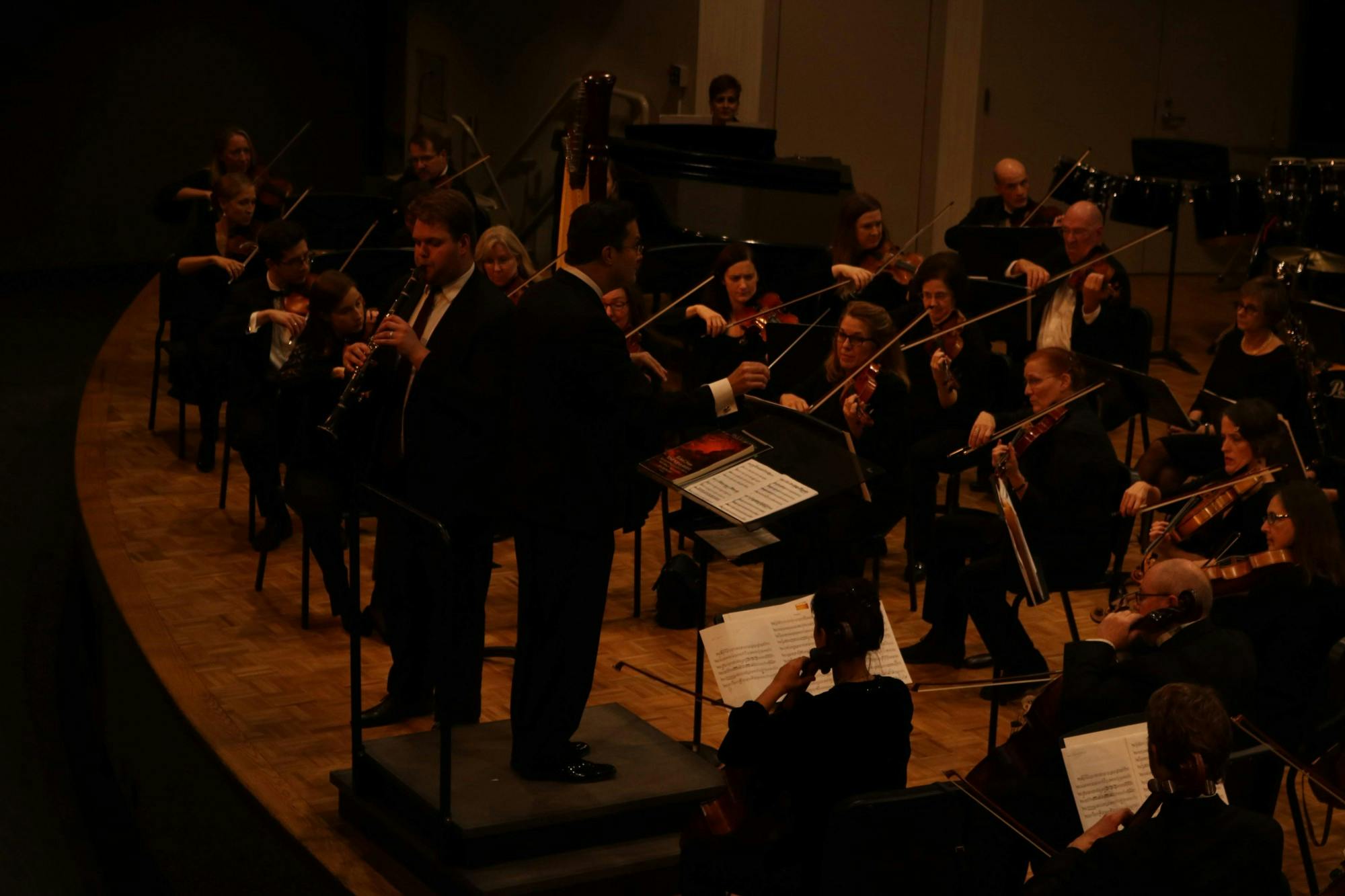 Senior Stephen Christopherson performs a clarinet solo with the Marion Philharmonic Orchestra