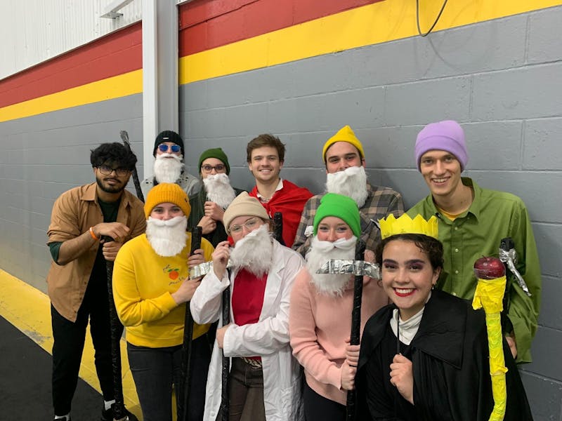 At last year’s Broomball, students coordinated a Snow White and the Seven Dwarfs group costume. (Photo provided by Caeli Harman)