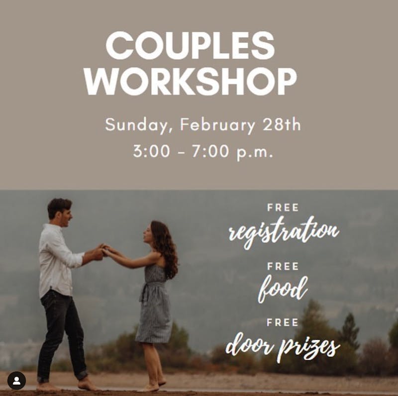 A couples workshop will be held in late February.   
