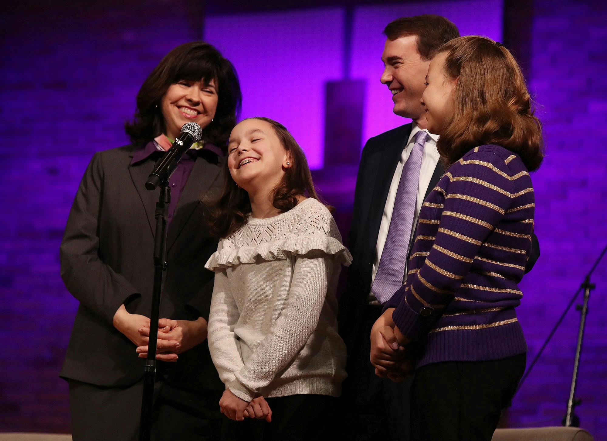 The Lindsay family was welcomed to the Taylor community during chapel on March 17.