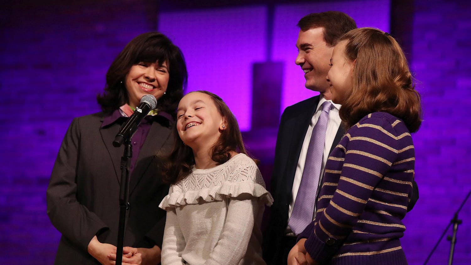 The Lindsay family was welcomed to the Taylor community during chapel on March 17.