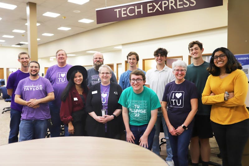 Taylor's IT team inside Zondervan Library at the Tech Express. (Photo by Ben Laithang)
