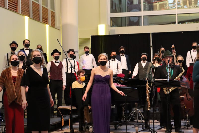 Taylor Chorale performed their show, “Trouble on Reade Avenue,” on Mar. 19. (photo by Anna Collins).