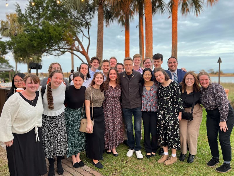 The Sounds pose with Michael W. Smith in Sea Island, Georgia.