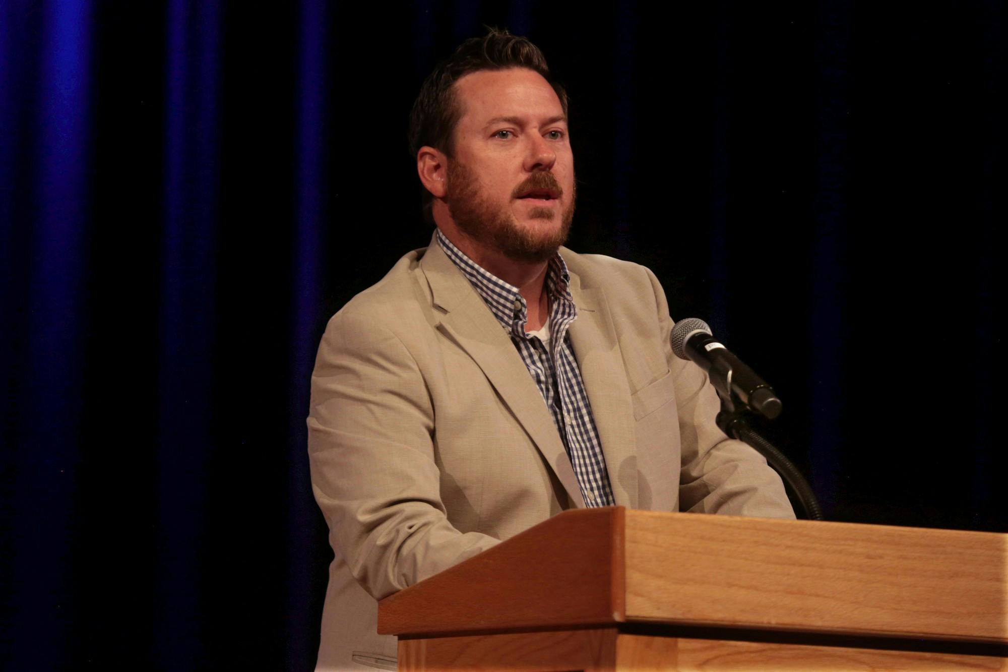 The Rev. Jon Cavanagh encourages students to consider how they can seek God in their daily lives, not contingent on chapel.