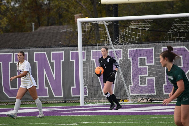Hannah Brackenbury (1) and Taylor's defense allow the third-least goals in the Crossroads League. (Photo provided by Taylor Athletics)