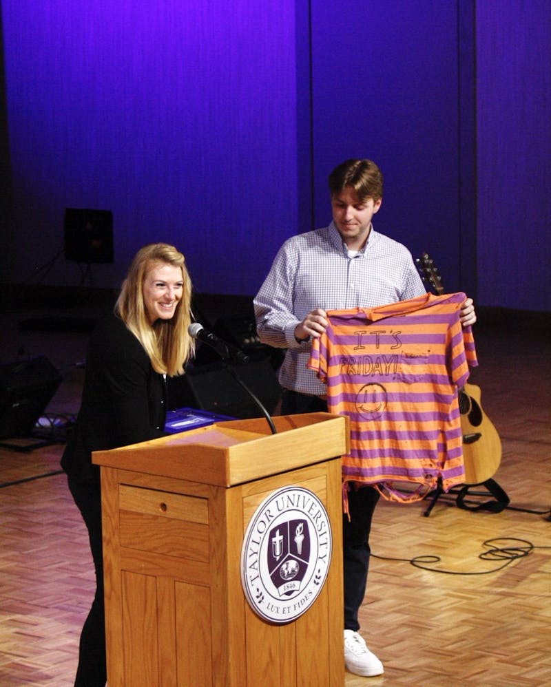 The time capsule was donated and dedicated during chapel. (Photo by Aubri Gundy)