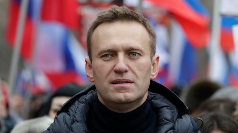 Alexei Navalny in a sea of protestors.