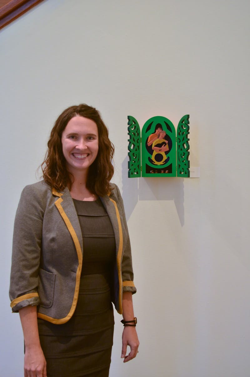 Assistant Professor of Art Laura Stevenson displayed her art at the faculty art exhibit in Metcalf Gallery.