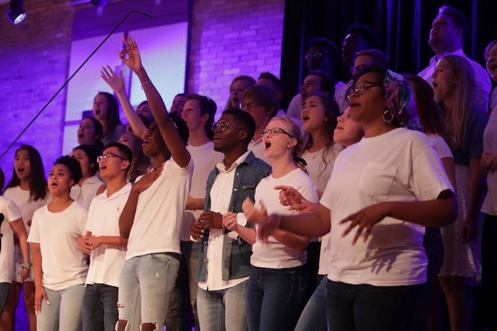 Members of the Gospel Choir performed black gospel music and Carribbean songs