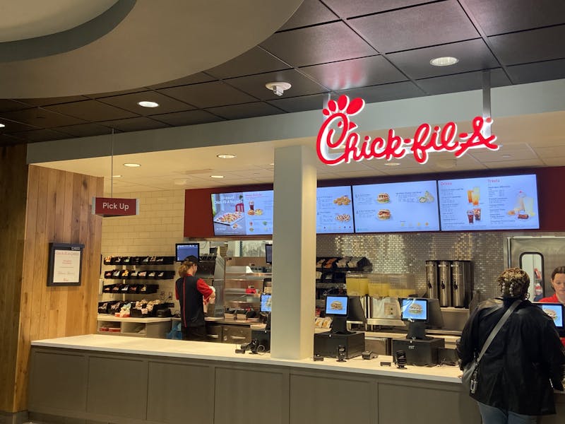 Located in the LaRita Boren Campus Center, the newly renovated Chick-fil-A's implements a new food pick-up system.