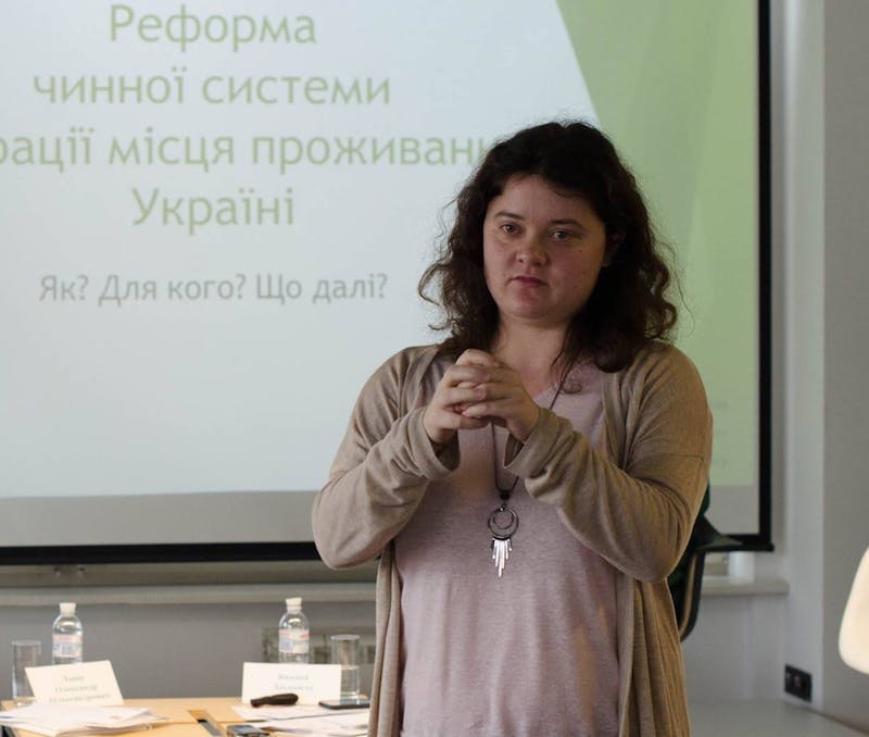 Nadia Dobrianska speaks at a conference. (Photo provided by Nadia Dobrianska)
