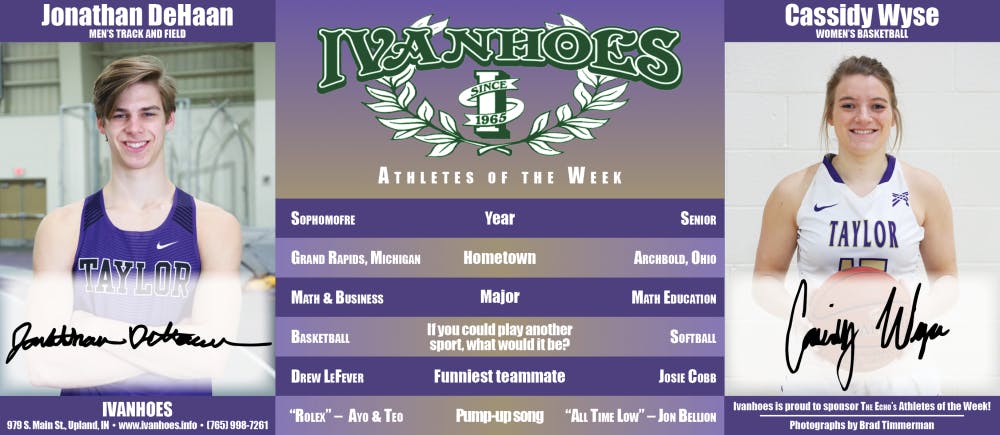 Athletes of the Week – Jonathan DeHaan and Cassidy Wyse