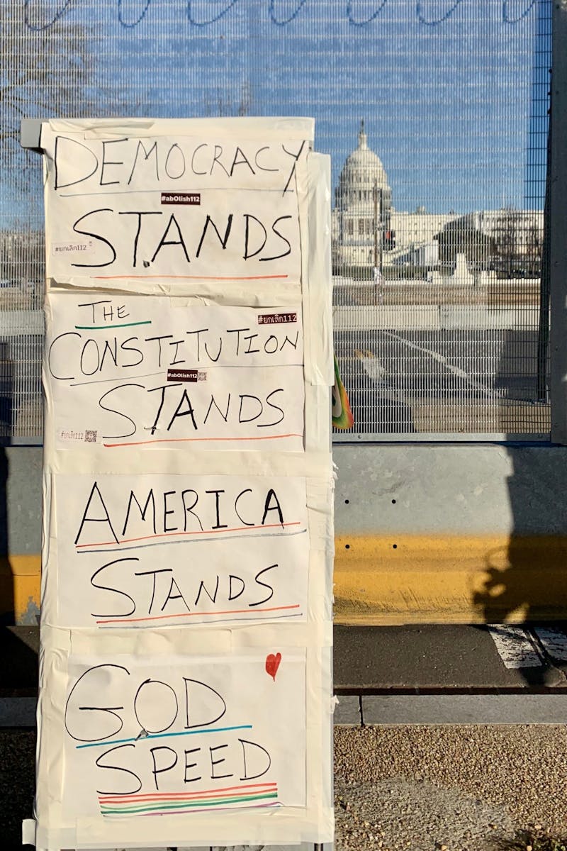 Fencing around the U.S. Capitol. 
