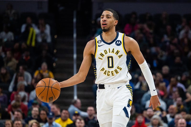 Tyrese Haliburton (0) and Myles Turner will play in a brutal Eastern Conference. (Photo provided by LastWordOnSports)