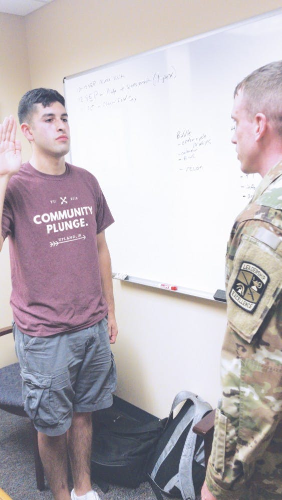 Nate Ortega swears into the military.