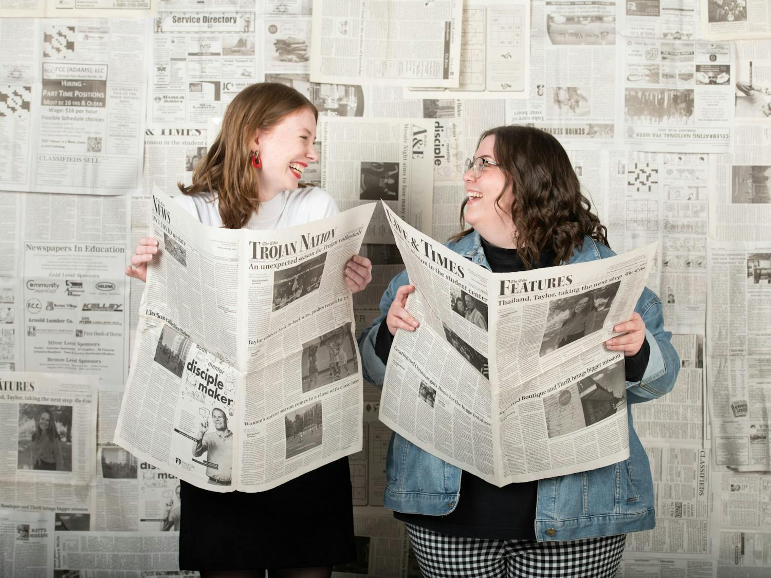 Seniors Holly Gaskill and Ellie Tiemens have worked alongside each other at The Echo since their freshman years. (Photo by Kaelynn Shultz)