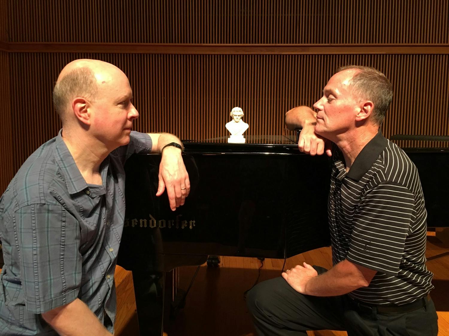 Professors of Music Leon Harshenin and Christopher Bade perform together in “Romance without Words.”
