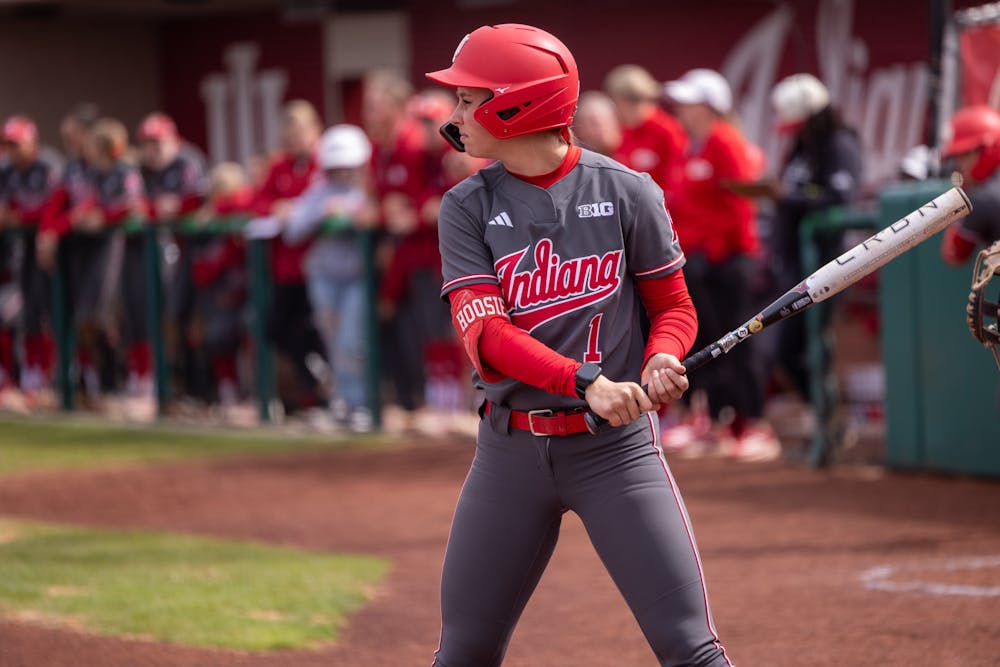 Hannah Haberstroh steps into the batter's box during Indiana's win over Rutgers on March 14, 2026. (HN photo/Lindsey Soet)