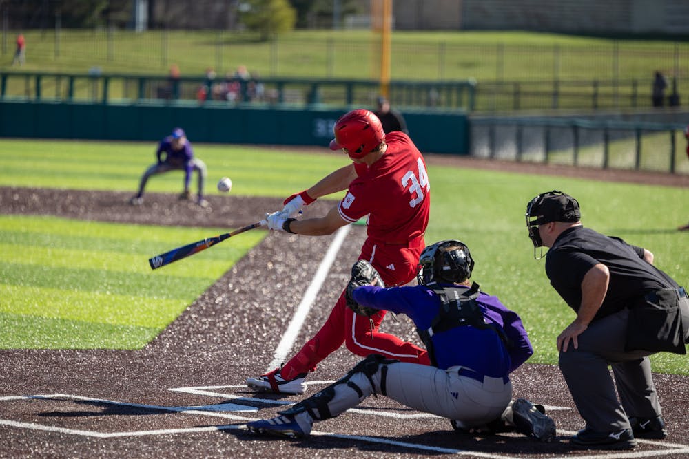 Jake Hanley makes contact during Indiana's loss to Washington on March 8, 2026. (HN photo/Lindsey Soet)