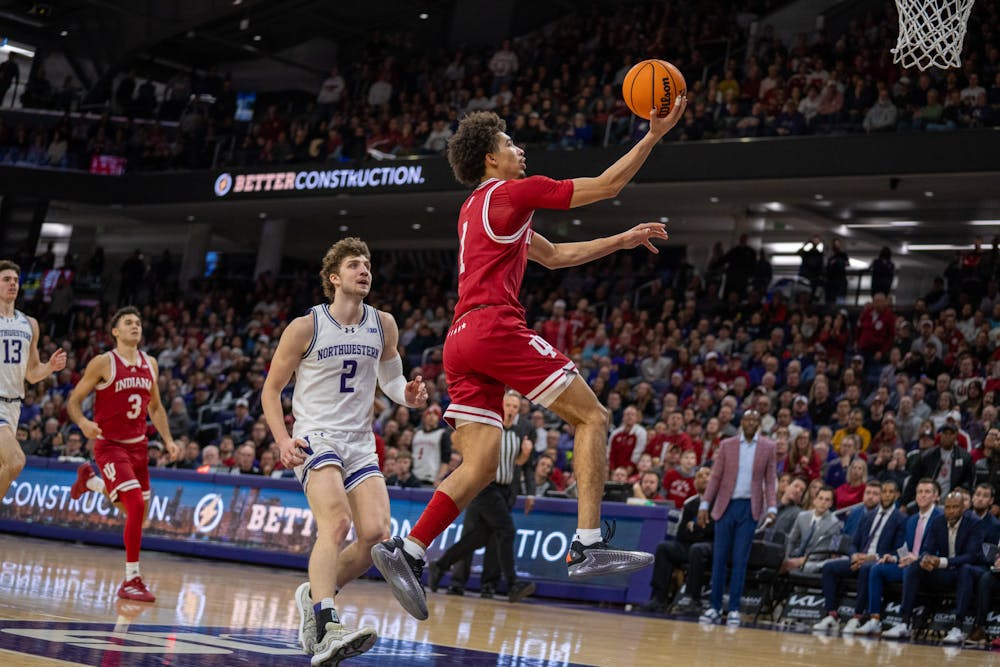 Myles Rice drives for a layup during Indiana's loss to Northwestern on Jan. 22, 2025. (HN photo/Danielle Stockwell)