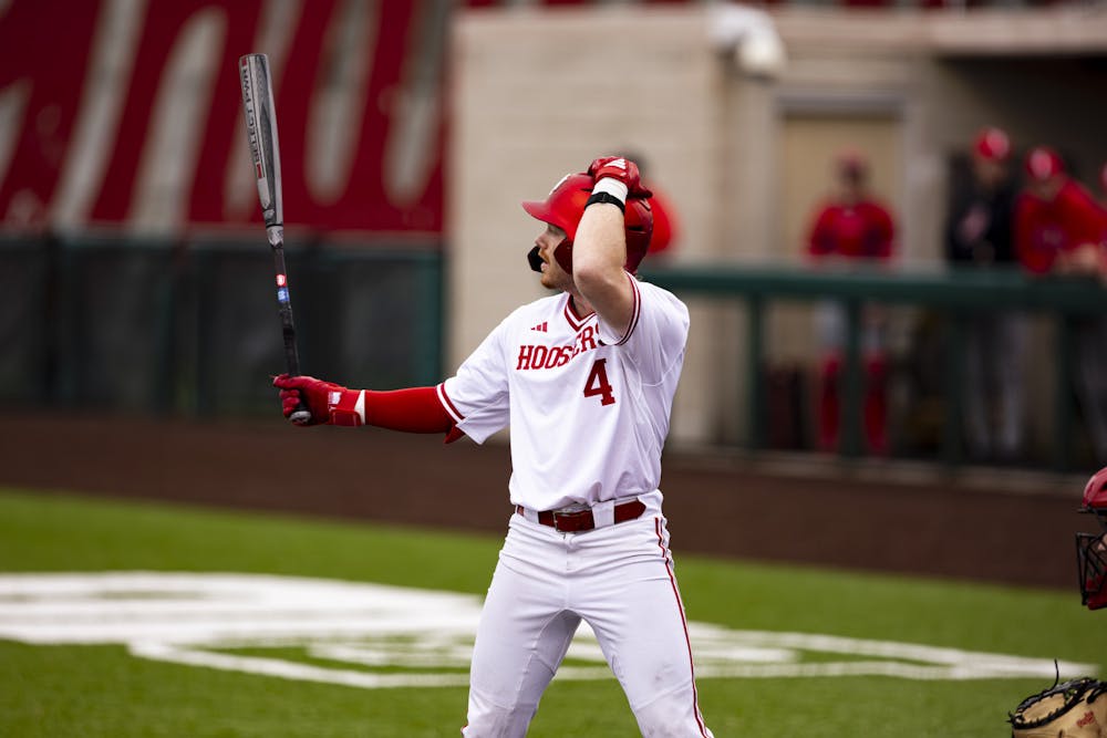 Will Moore awaits a pitch during Indiana's win over Bradley on Feb. 17, 2026. (HN photo/Brady Owen)