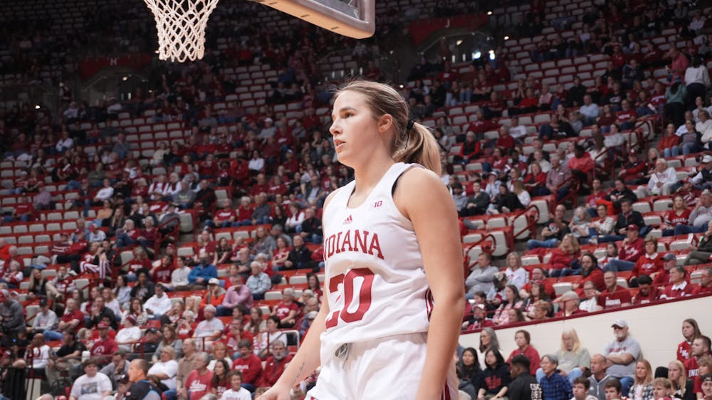 Julianna LaMendola walks under the basket during Indiana's win over Bellarmine on Dec. 15, 2024. (HN photo/Alexandra Halm)