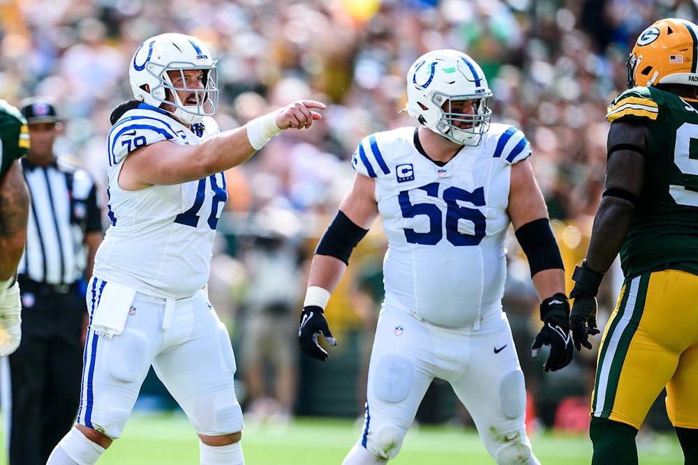 C Ryan Kelly (78) and G Quenton Nelson (56). (Photo courtesy of Indianapolis Colts)