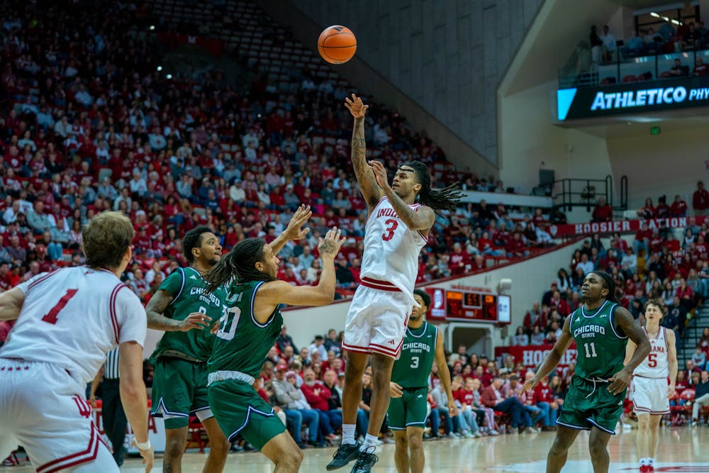 Lamar Wilkerson takes a shot during Indiana’s win over Chicago State on Dec. 20, 2025. (HN photo/J.T. Frenzel)