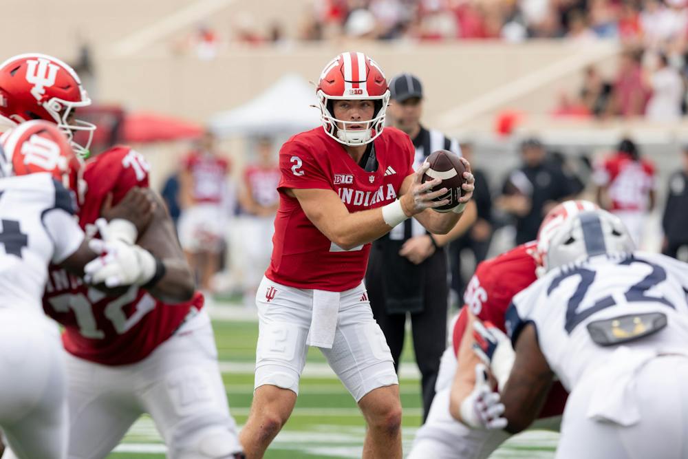 Grant Wilson awaits a snap during Indiana's win over Howard on Sept. 12, 2026. (HN photo/Bailey Hardin)