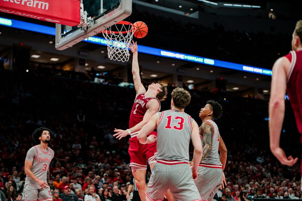 Reed Bailey takes a shot during Indiana's loss to Ohio State in Columbus on March 8, 2026. (HN photo/Shrithik Karthik)
