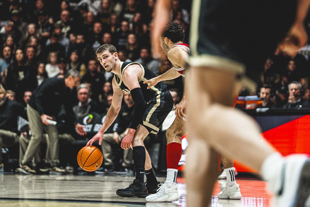 Purdue guard Braden Smith looks to pass during Indiana's loss to Purdue on Feb. 10, 2024. (HN photo/Nicholas McCarry)