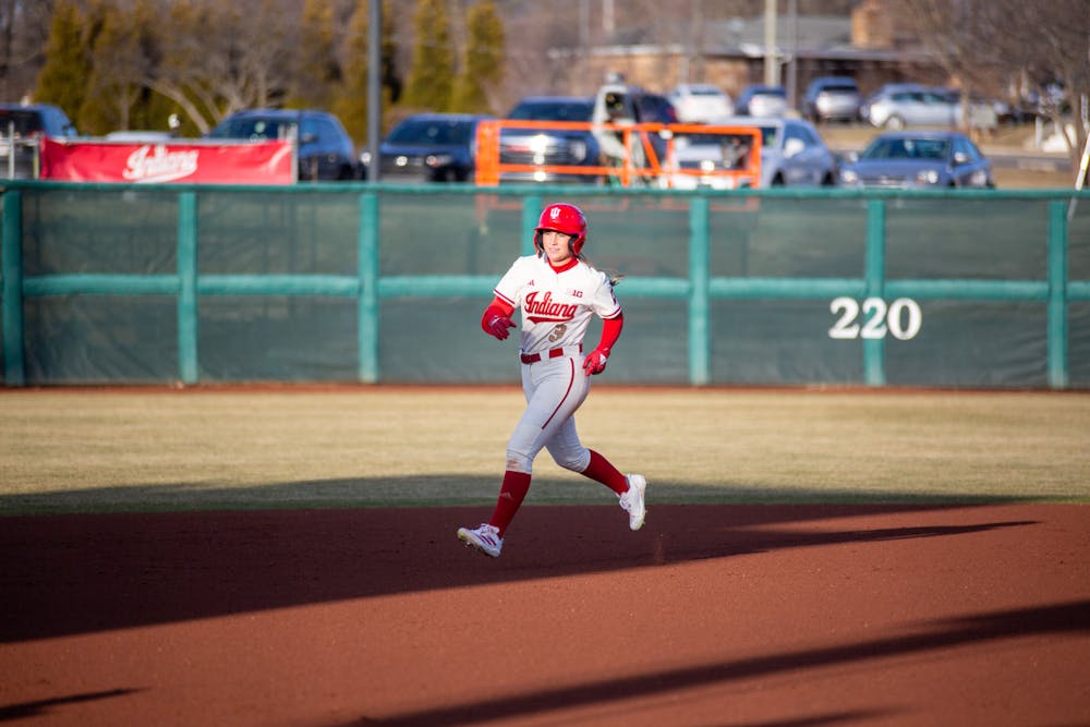 Taylor Minnick runs the bases during Indiana's win over Bowling Green on March 7, 2025. (HN photo/Mason Munn)