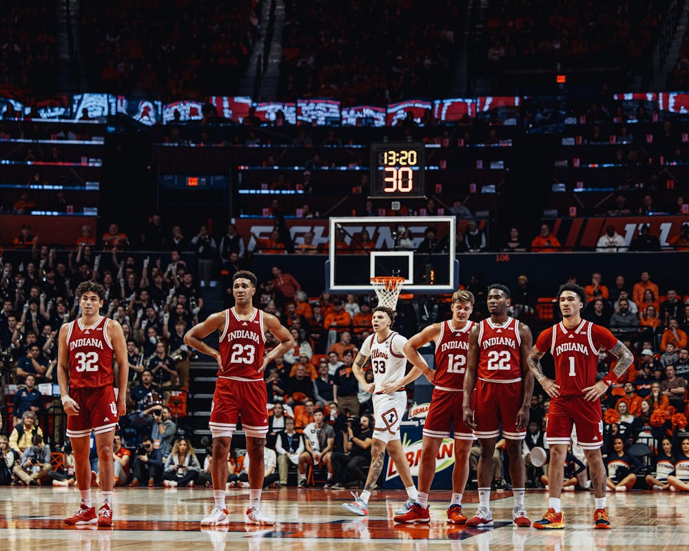 Indiana players take the court during Indiana's win over Illinois on Jan. 19. (HN photo/Cam Schultz)