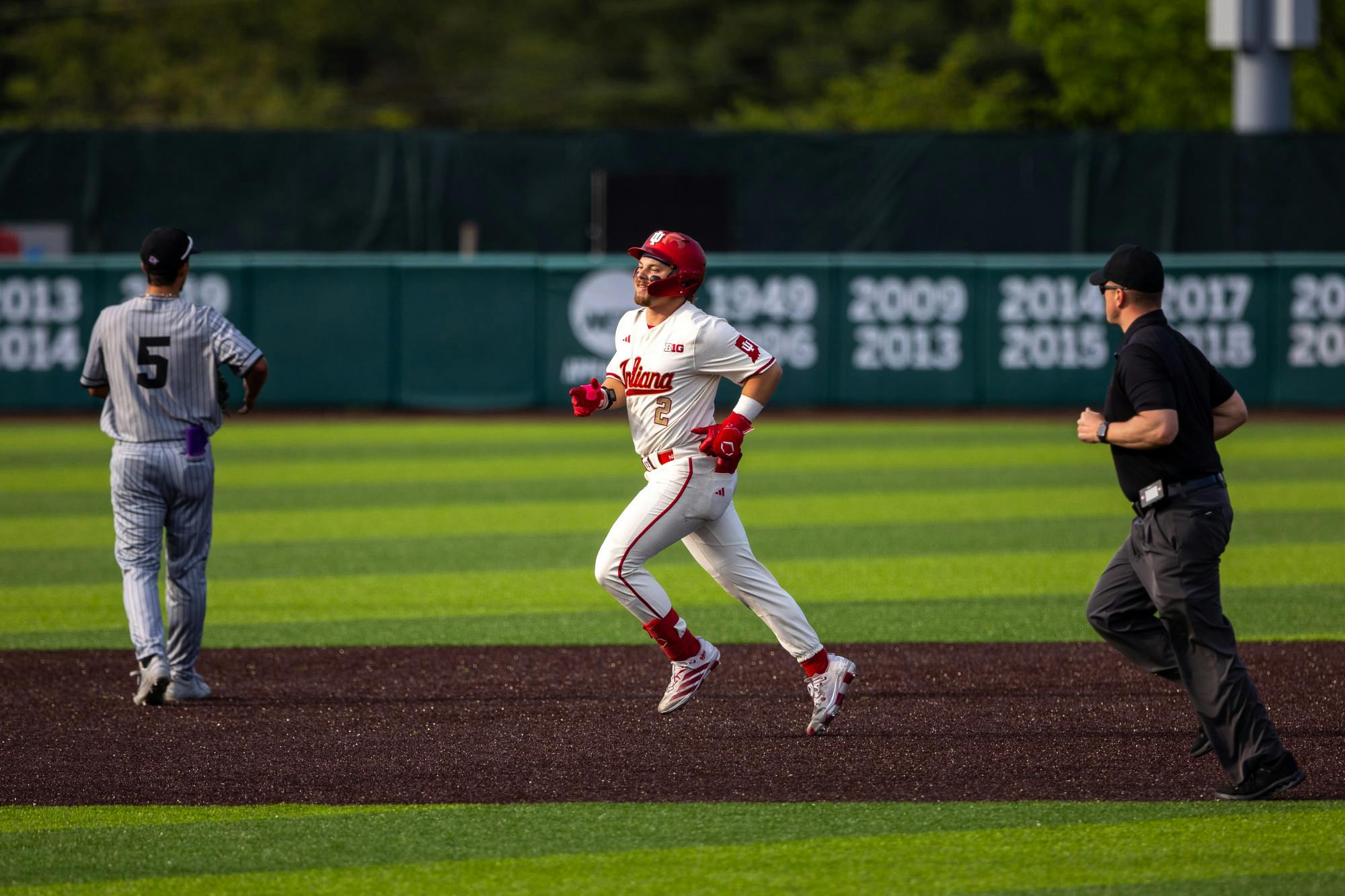 Hogan Denny rounds the bases after one of his home runs during Indiana's win over Abilene Christian on April 17, 2026. (HN photo/Lauren McKinney)
