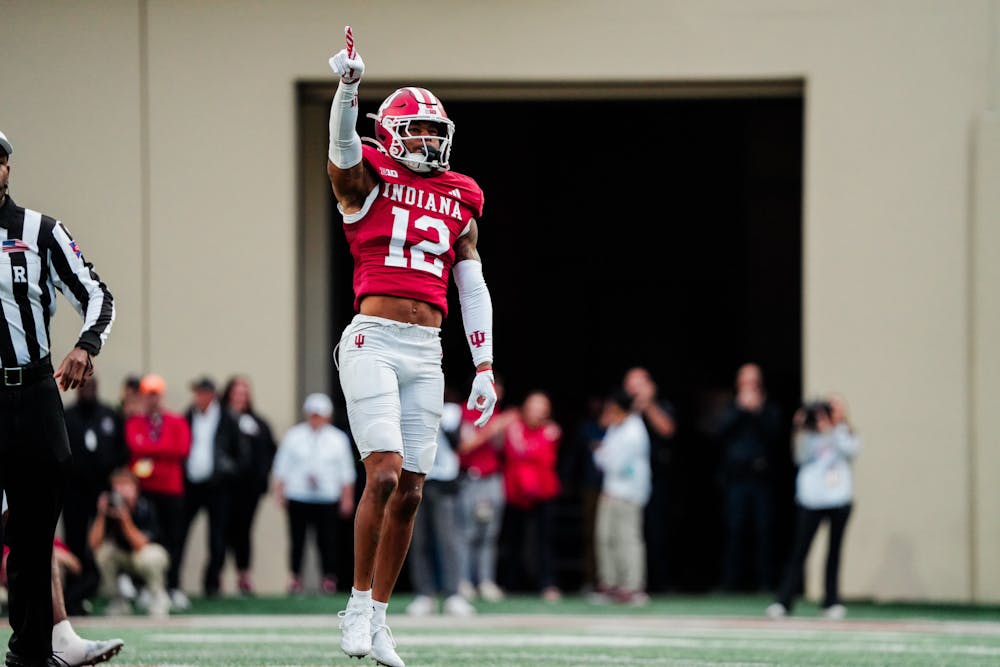 Senior defensive back Terry Jones Jr. celebrates making a play in a 20-15 win over Michigan on Nov. 9, 2024. (HN photo/Shrithik Karthik)