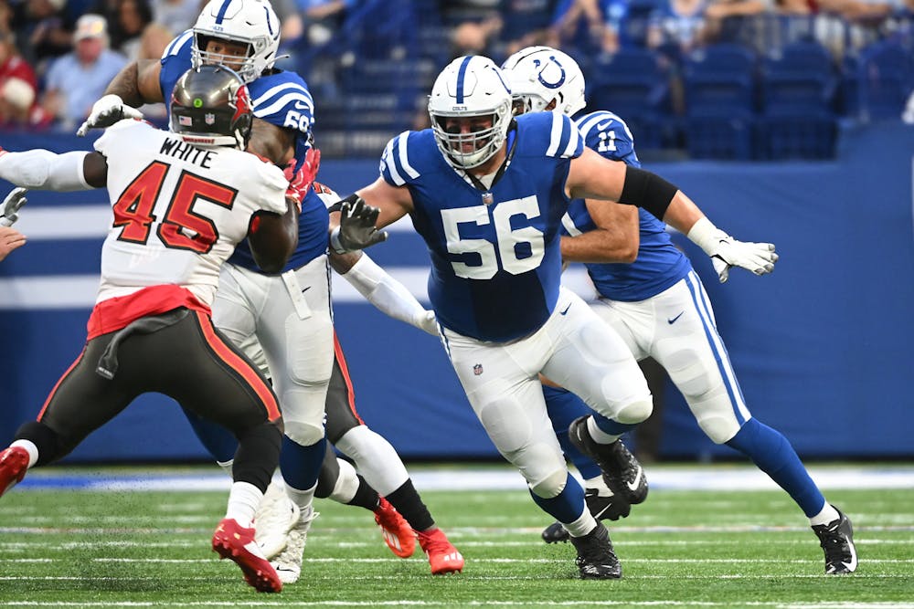 Colts offensive lineman Quenton Nelson is pictured during a 2022 preseason game. (Photo courtesy of Indianapolis Colts)
